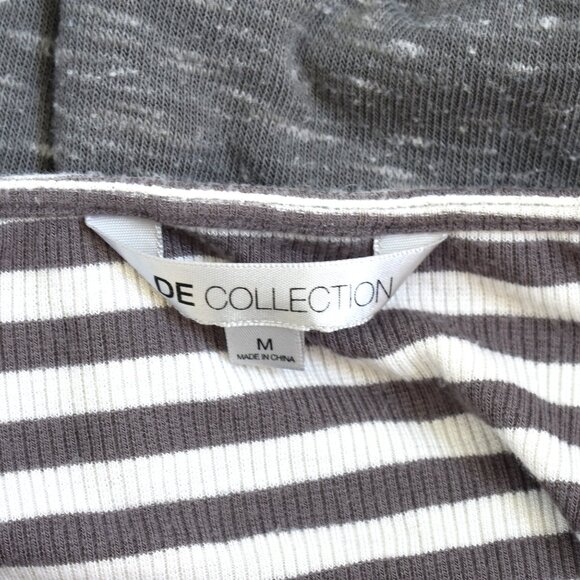 Women's De Collection Dress Striped Long Sleeve Casual MEDIUM Gray/White - Picture 10 of 13